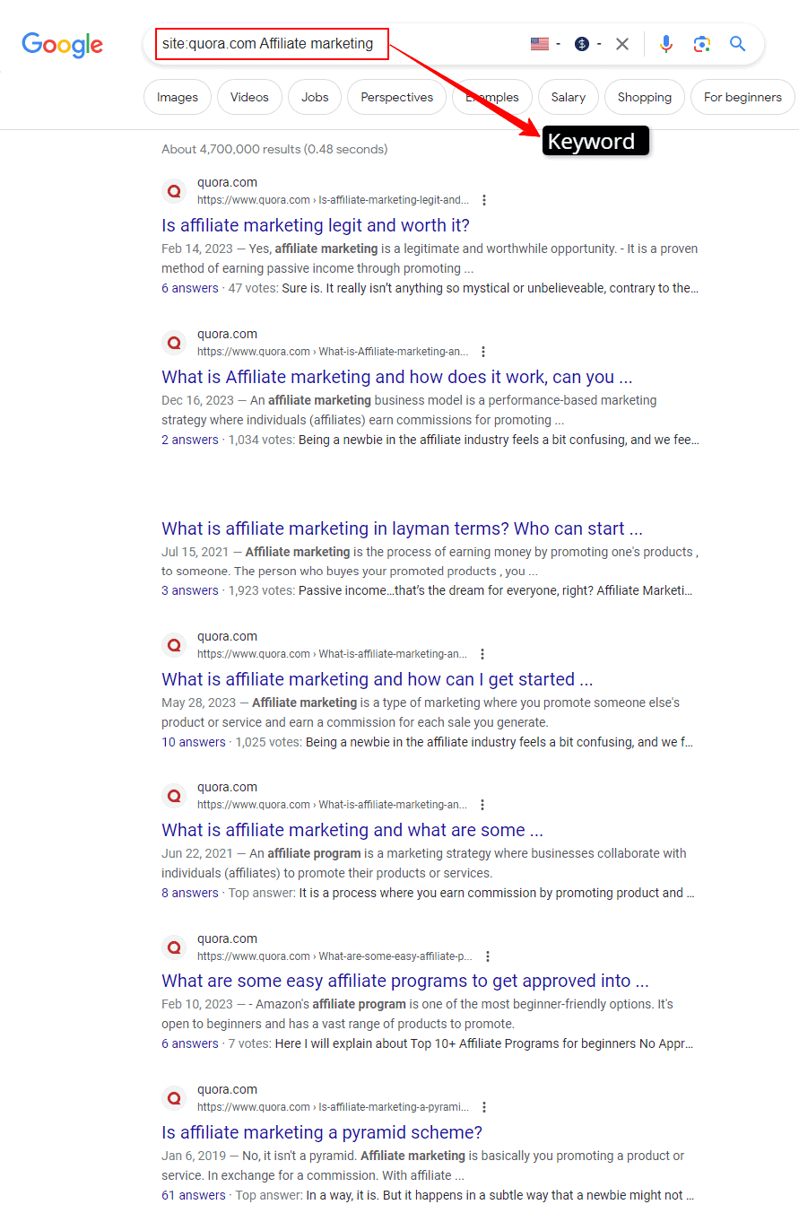 Finding-quora-questions-on-google